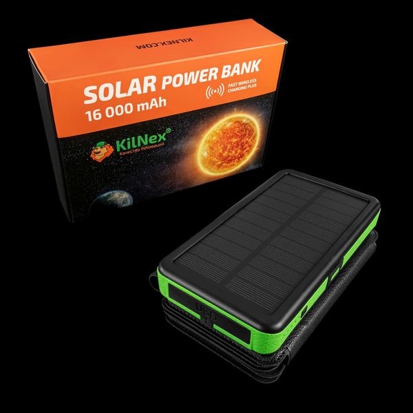 Сонячний портативний зарядний пристрій KILNEX POWER BANK 16000 MAH "LEXX" IP65 KILNEX-POWERBANK-16000 фото